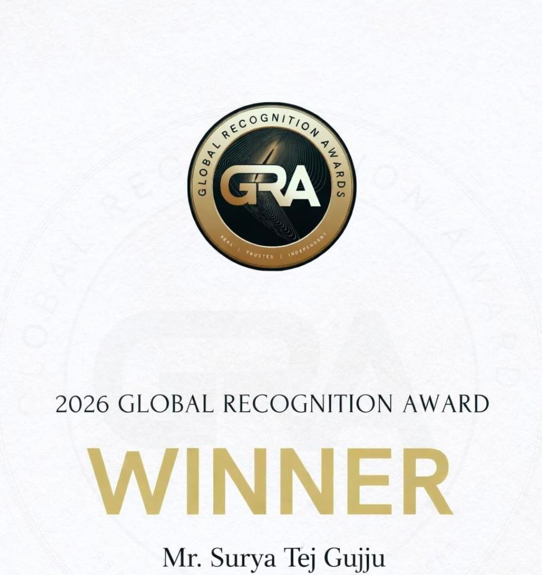 2026 Global Recognition Award — Winner — Mr. Surya Tej Gujju